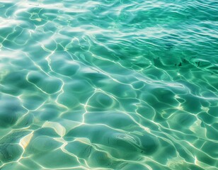 透明な海の水中と水面の波紋テクスチャ写真	
