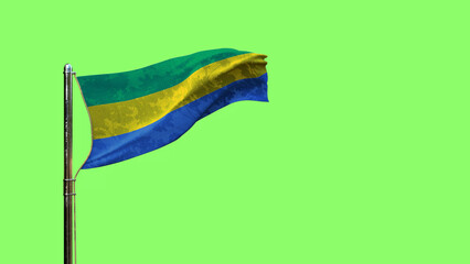waving flag of Gabon for state holiday on green screen, isolated - object 3D rendering