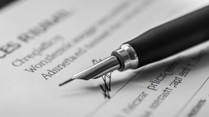 Close-up of a business contract with space for signature