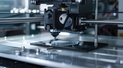 Fototapeta premium Close-up of a 3D printer in action