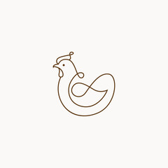 Chicken modern line logo design vector icon illustration 