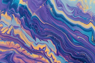 Obraz premium Abstract Acrylic Ink Painting with Fluid Purple and Blue Swirls