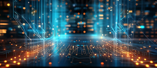 Obraz premium Digital background ideal for technological operations, neural networks, AI, data transmission and encryption, digital archives, audio and visual representations, scientific research 