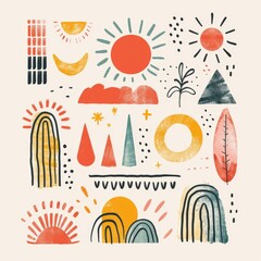 Abstract Minimalistic Watercolor Smoke Liquid Paint Geometric  Shapes Nordic Scandinavian Bohemian Pattern Art in Muted Pantone Tones Trendy Balanced Soft Calming Serene Zen Gradient Design