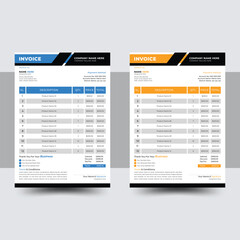  A Modern Minimal Invoice Layout and Business invoice form template. Invoicing quotes, money bills or price invoices and payment agreement design templates. Tax form, bill graphic or payment 