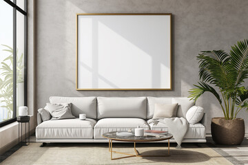 Frame mockup, ISO A paper size. Home Office wall poster mockup. Interior mockup with office background. Modern interior design.