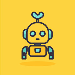 2d flat illustration of a robot