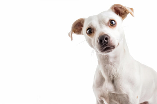 Dog on White Background with Space for Text