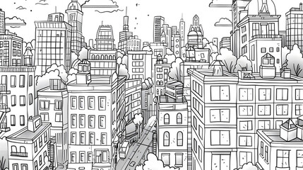 Obraz premium happy summer cityscape for your coloring book