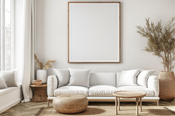 Frame mockup, ISO A paper size. Home Office wall poster mockup. Interior mockup with office background. Modern interior design.