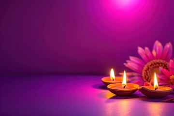 Diwali day festival, Diwali lanterns background with candles and blurred lights.