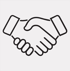 a minimalist handshake icon logo vector Silhouette art on a White Background