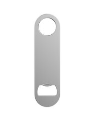 Blank bottle metal opener for promotional branding presentation 3d illustration.