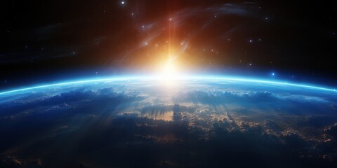 Fototapeta premium Sunrise Over Earth From Space