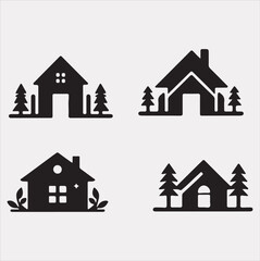 Fototapeta premium Home Improvement logo vector Silhouette art illustration with a solid white background