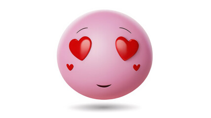 Fototapeta premium Cute smiley face with heart eyes 3D emoji. Emoticon in love isolated on transparent background. 3D Rendering