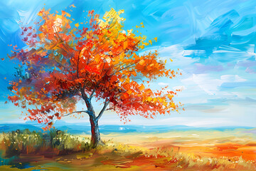 autumn tree in the sun, Generative AI