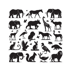 Set of animals silhouette vector illustration 