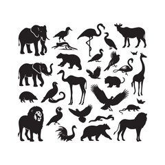 Set of animals silhouette vector illustration 