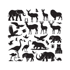 Set of animals silhouette vector illustration 