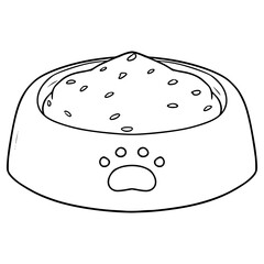 full pet bowl illustration hand drawn outline vector