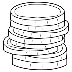 stack of gold coin illustration hand drawn outline vector