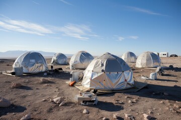 Gamma Ray Burst Observatory: Tents near a research station monitoring gamma ray bursts.