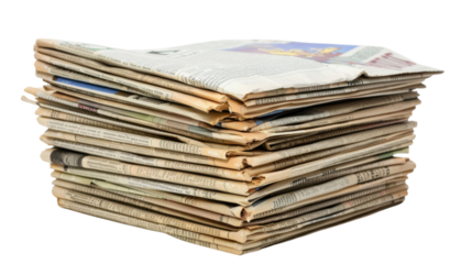 Stack of Newspapers on transparent background