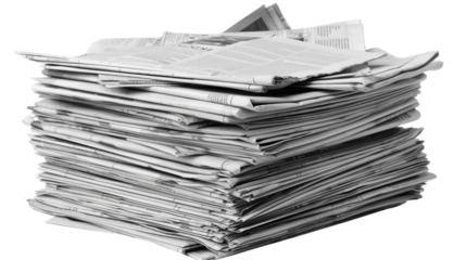 Stack of Newspapers on transparent background