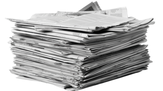 Stack of Newspapers on transparent background