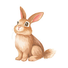 Obraz premium Cute Rabbit vector illustration isolated on white background