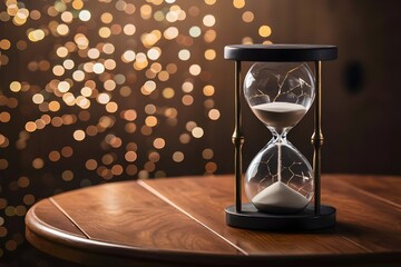 Hourglass time counter timekeeping duration patience waiting ornamental bokeh background