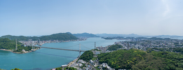 関門海峡のパノラマ