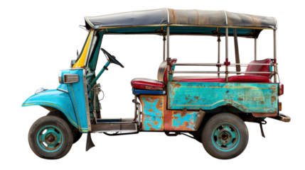 Tuktuk car taxi transportation in Thailand on transparent background