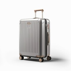 Fototapeta premium Silver Suitcase on a White Background