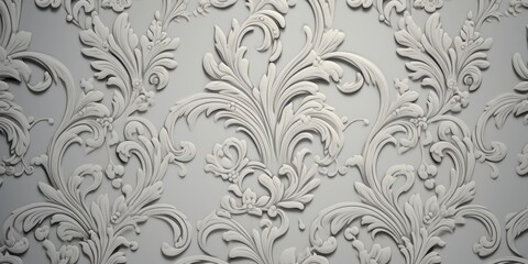 Fototapeta premium Elegant White Floral Damask Pattern
