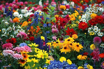Obraz premium Vibrant Wildflower Meadow in Full Bloom