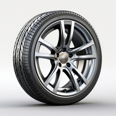 Obraz premium Car Wheel with a Silver Alloy Rim