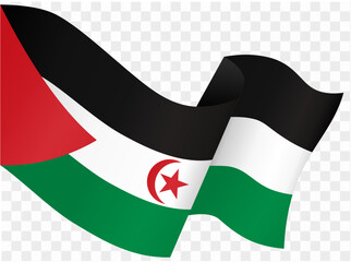 Western Sahara flag wave isolated on png or transparent background vector illustration.  