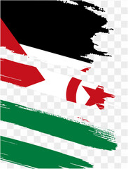 Western Sahara flag brush paint textured isolated  on png or transparent background. vector illustration  