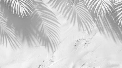 Blank white textured wall template with beautiful palm leaf shadows Versatile mocap for your projects 