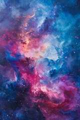 Obraz premium A cosmic nebula reimagined as a splash of colorful paint on a canvas