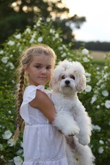 Girl, nine, summer, mirror, flowers, 
