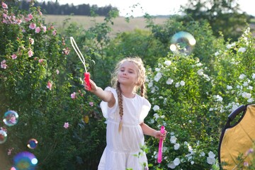 Girl, nine, summer, mirror, flowers, 