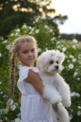 Girl, nine, summer, mirror, flowers, 