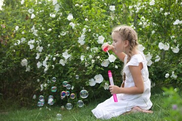 Girl, nine, summer, mirror, flowers, 