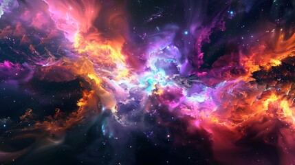 A dynamic galactic collision, emphasizing the clash of colors and textures, ideal for a dramatic poster