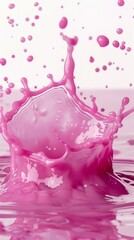 Pink liquid splash on white background, close-up. Dynamic and vibrant concept