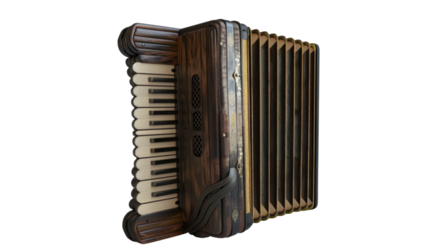 Harmonica vintage retro musical instrument on transparent background