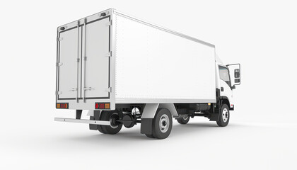 Sleek Light Duty Box Truck in Studio Setting and Focus on White Background